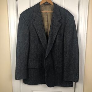 VTG 70s/80s Evan-Picone Tweed Jacket XL Blue 100% Wool Sport Coat Blazer USA 48R